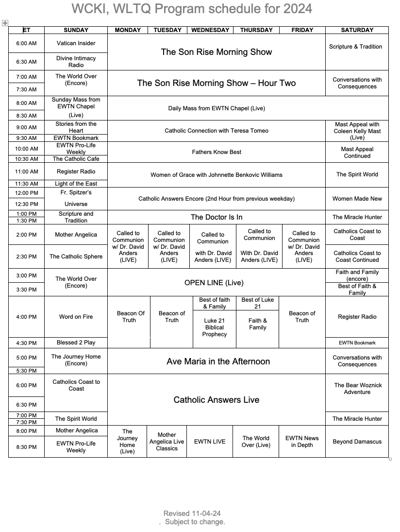 SS -Microsoft Word-WCKI WLTQ_Grid_ANovember 4 2024_REVISED - Compatibility Mode-Wednesday @ 0150PM